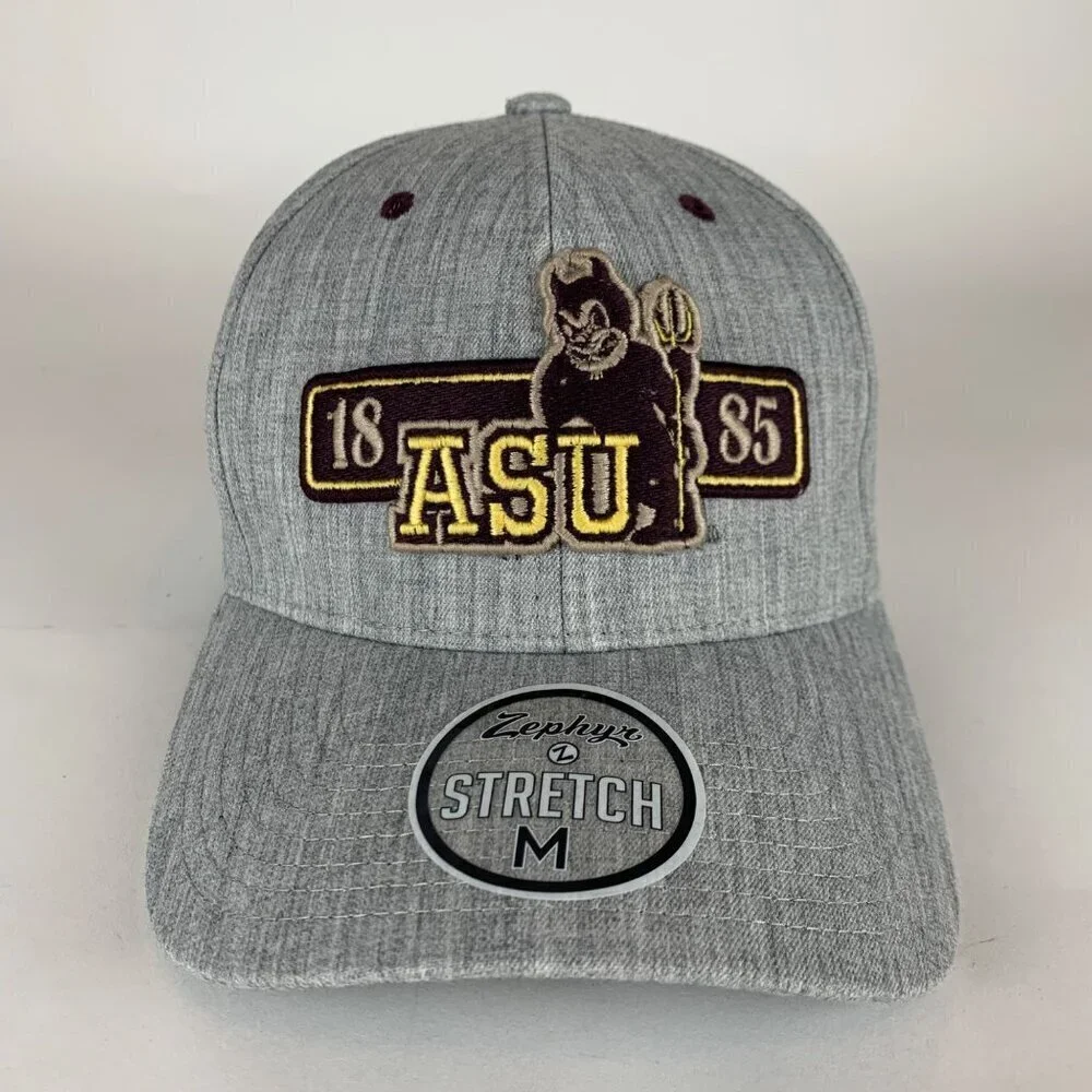 Arizona State Sun Devils NCAA Retro Gray Zephyr Fitted Hat Mens Medium New